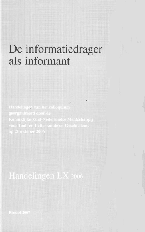 Volume 60 • 2006 • De informatiedrager als informant