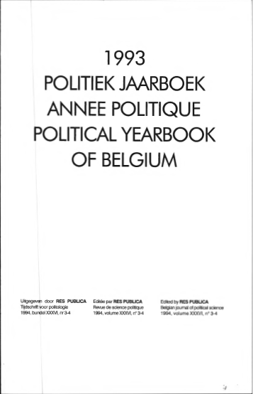 Volume 36 • Issue 3-4 • 1994 • Politiek jaarboek-Année politique-Political yearbook of Belgium 1993