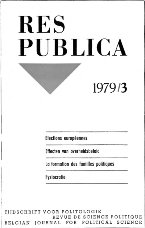 Volume 21 • Issue 3 • 1979 • Elections européennes - Effecten van overheidsbeleid - La formation des familles politiques - Fysiocratie